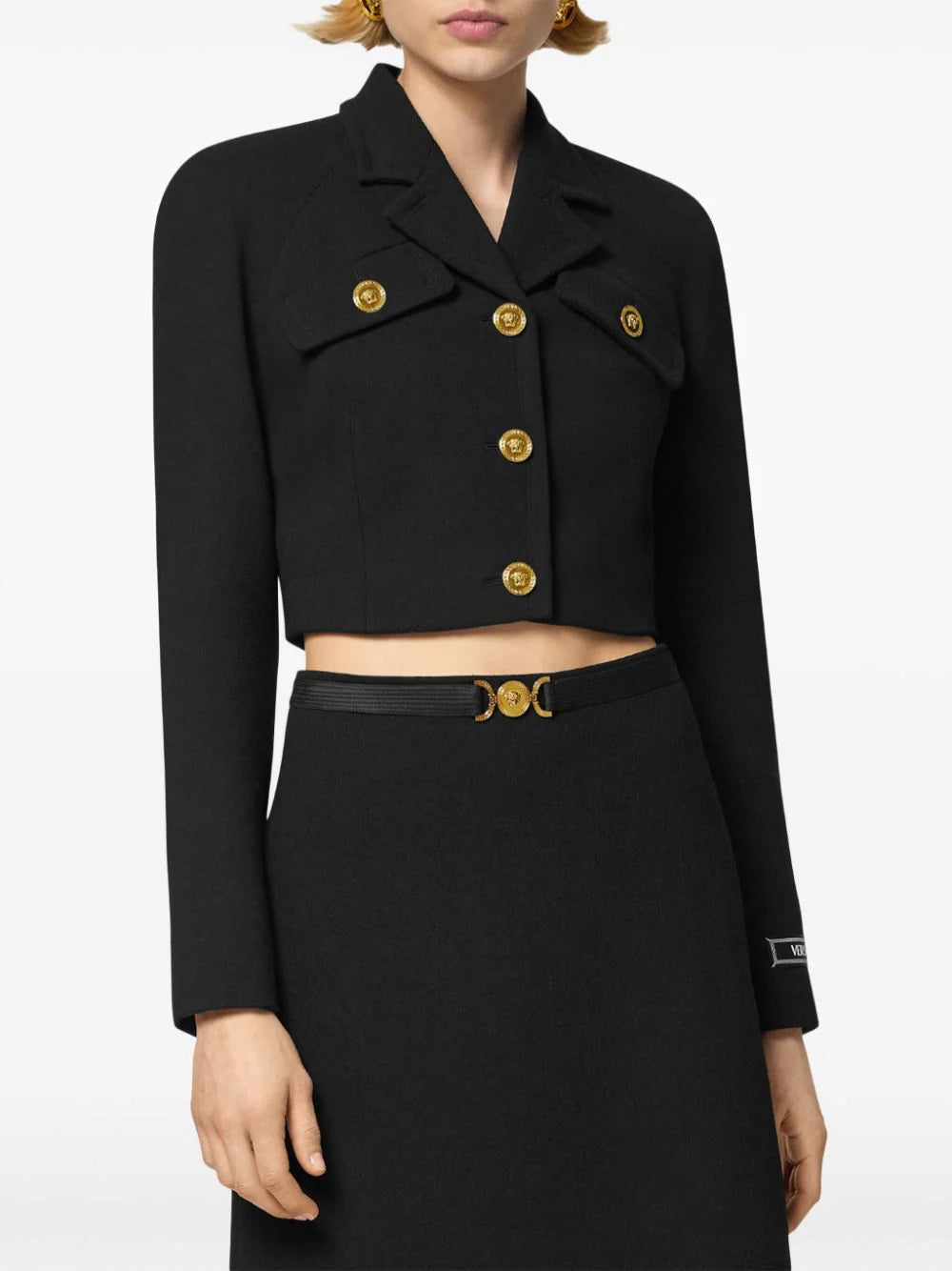 Versace Black Wool Cropped Jacket