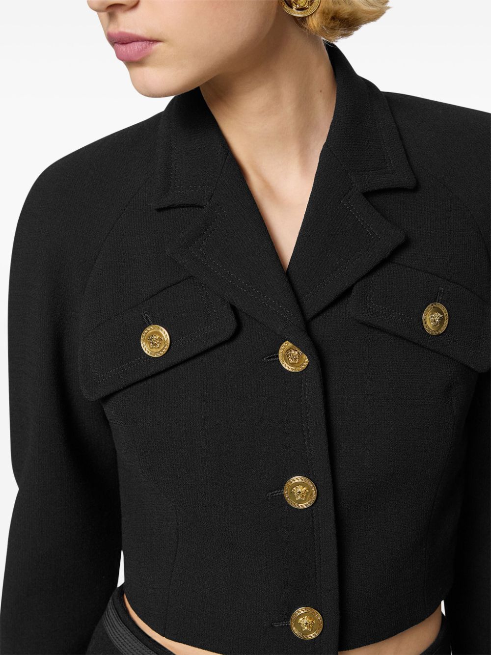 Versace Black Wool Cropped Jacket