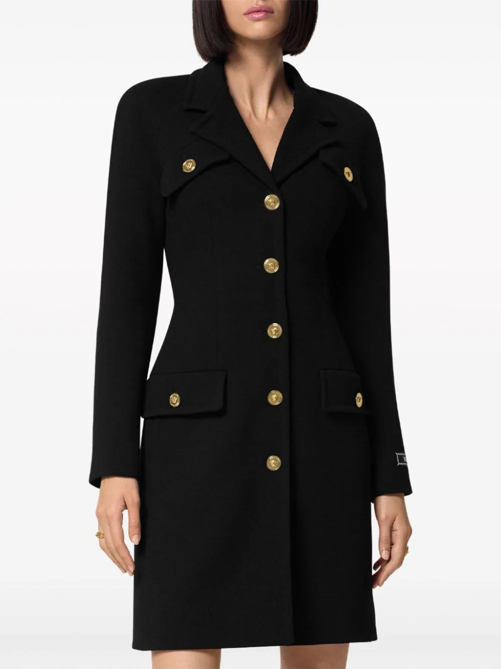 Versace Black Wool Raglan Coat