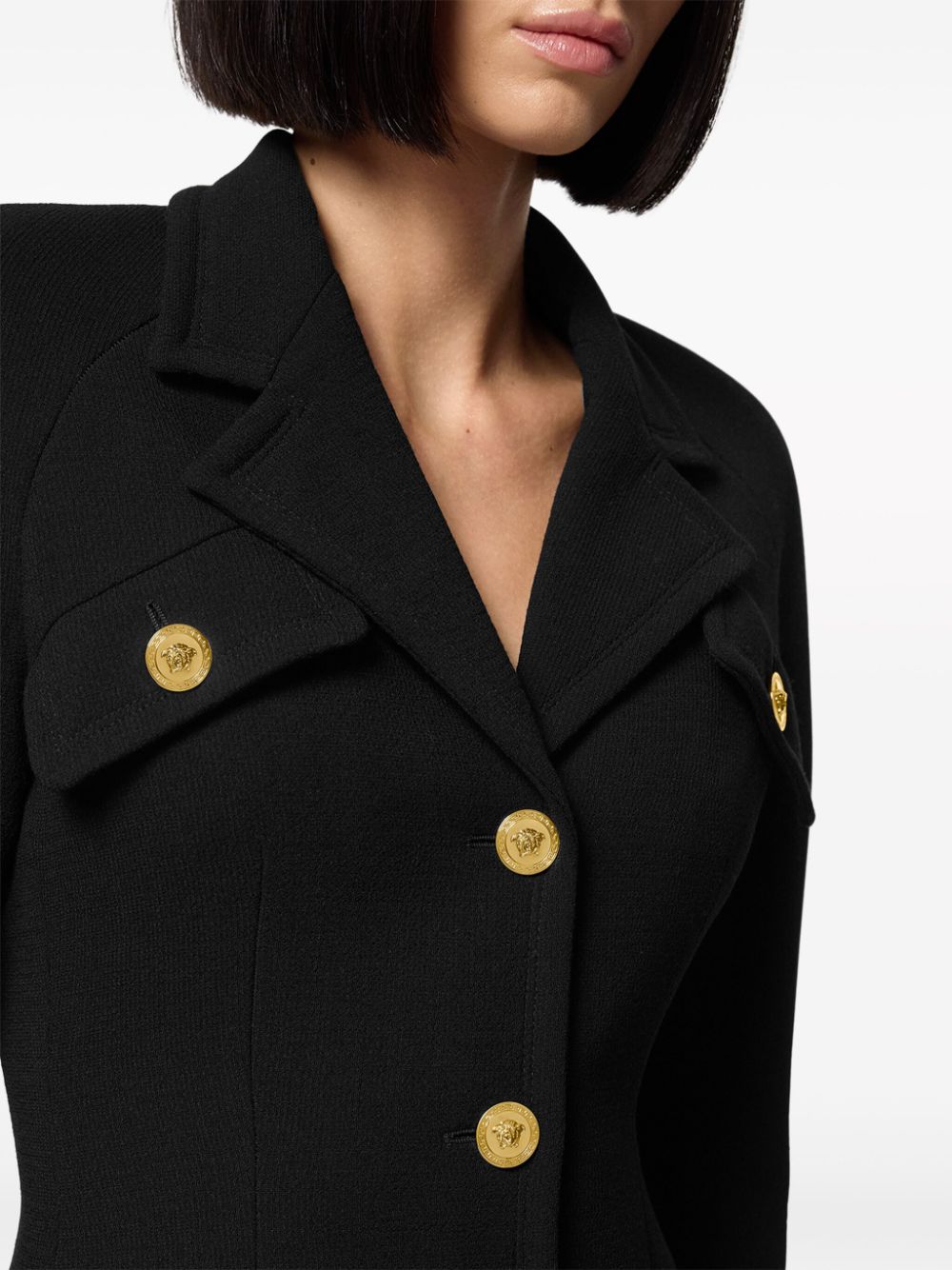 Versace Black Wool Raglan Coat