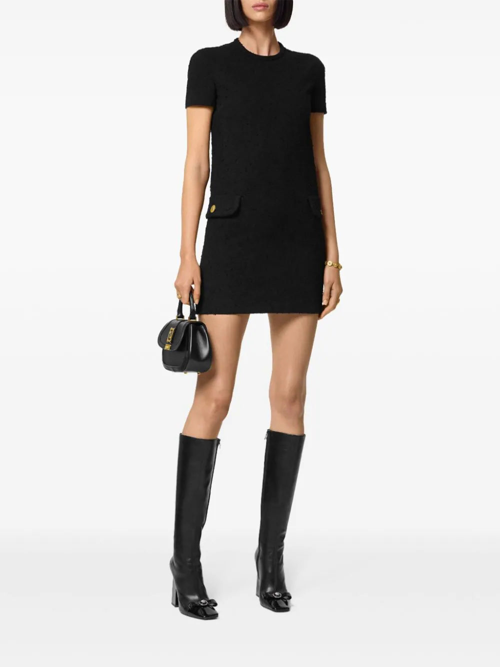 Versace Black Tweed Minidress