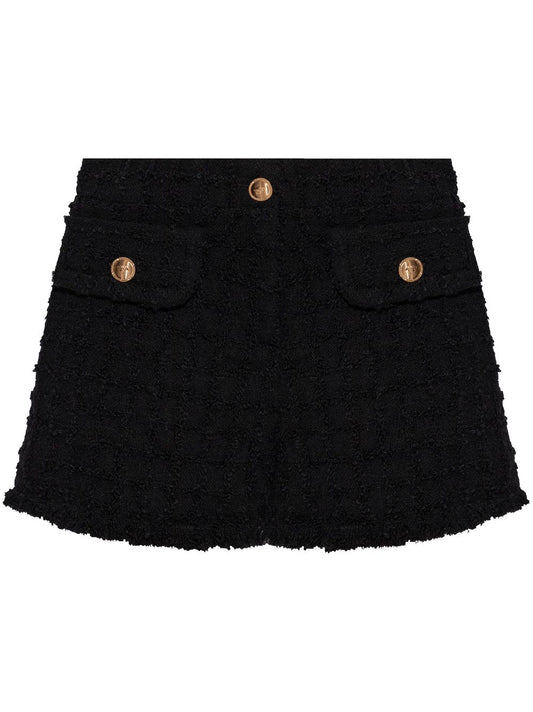 Versace Black Heritage Tweed Shorts