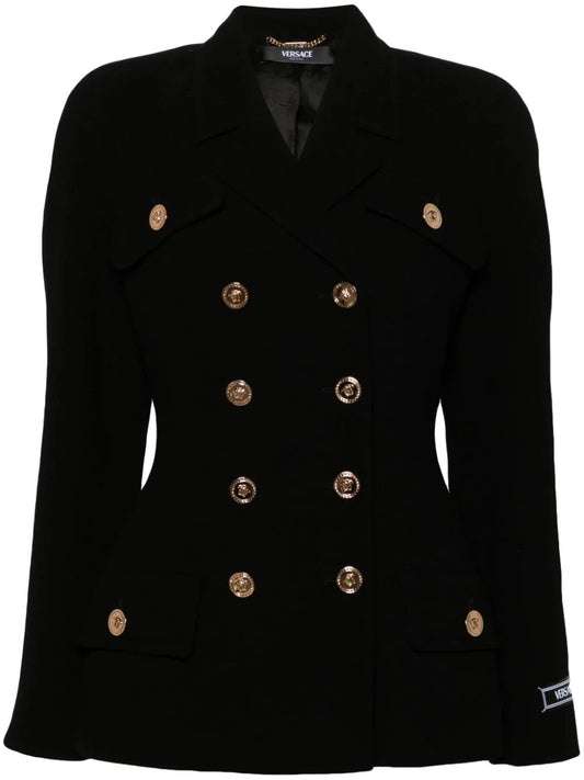 Versace Black Medusa Motif Wool Blazer