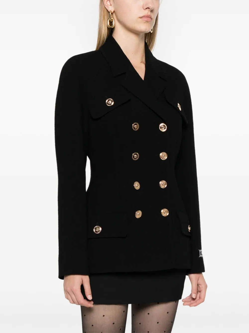 Versace Black Medusa Motif Wool Blazer