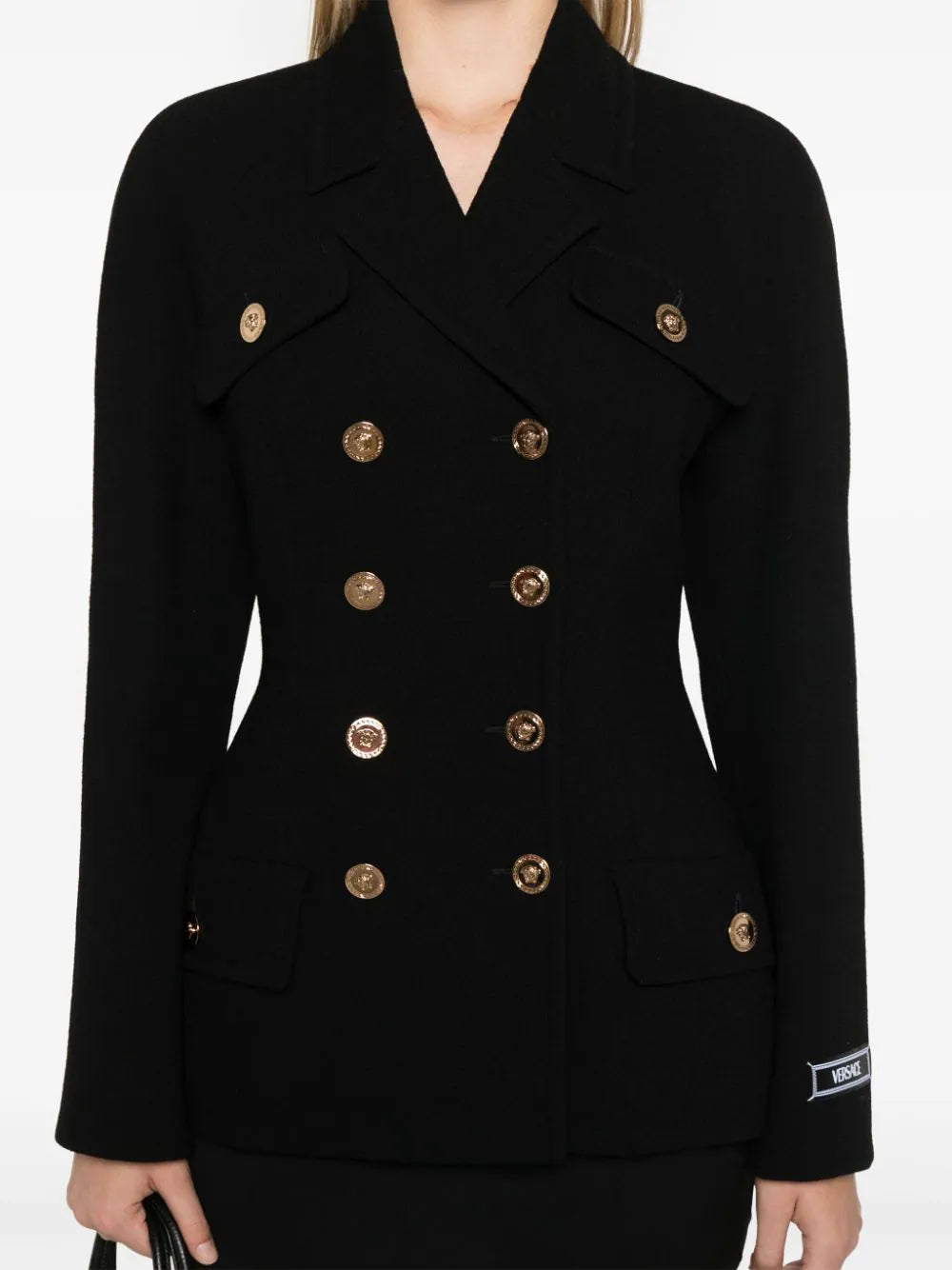 Versace Black Medusa Motif Wool Blazer