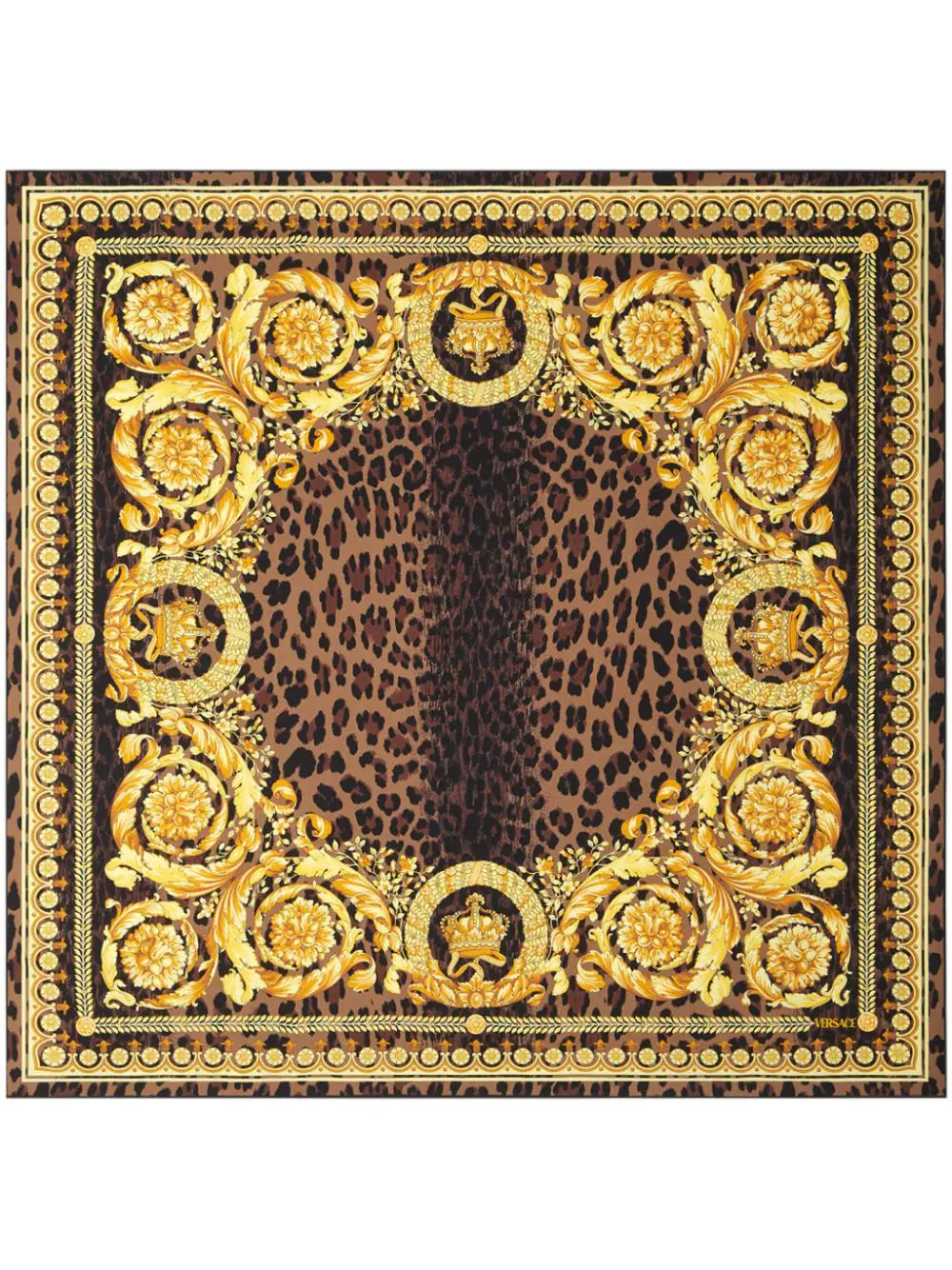 Versace Black & Gold Wild Barocco Silk Scarf