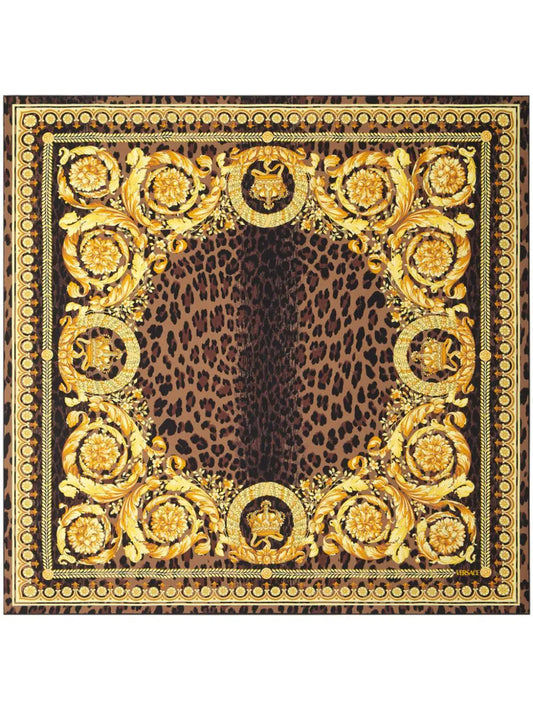 Versace Black & Gold Wild Barocco Silk Scarf