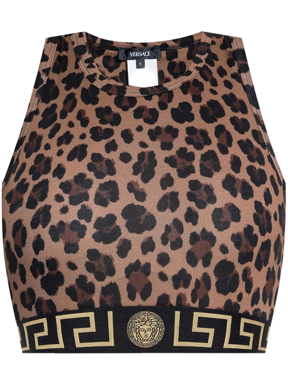 Versace Leopard Greca Crop Top