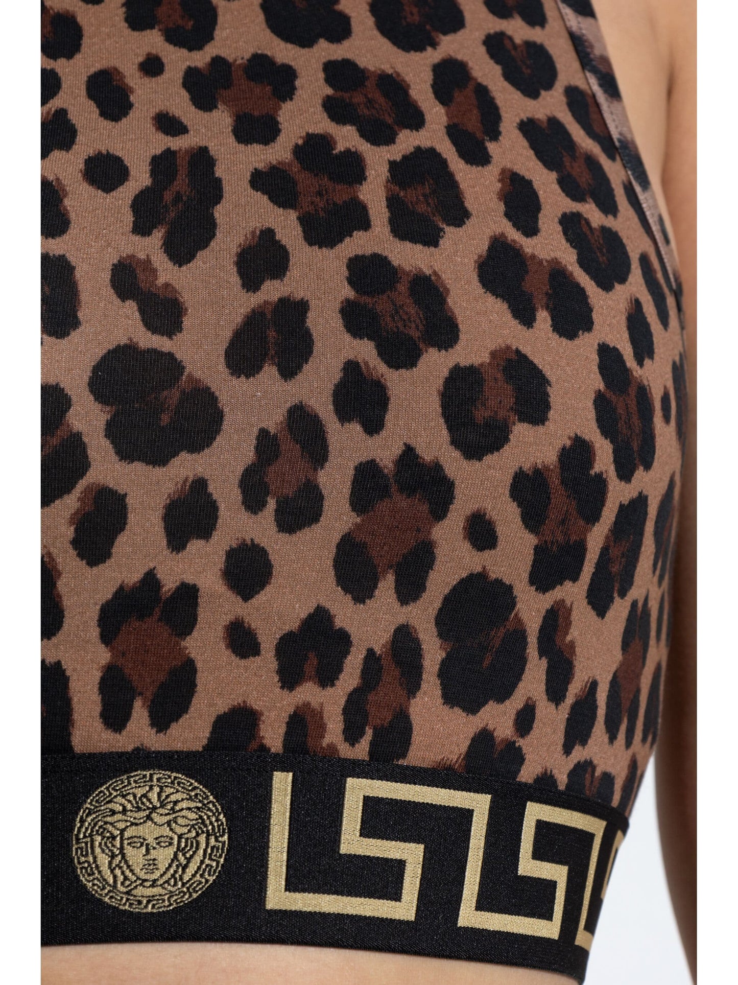 Versace Leopard Greca Crop Top