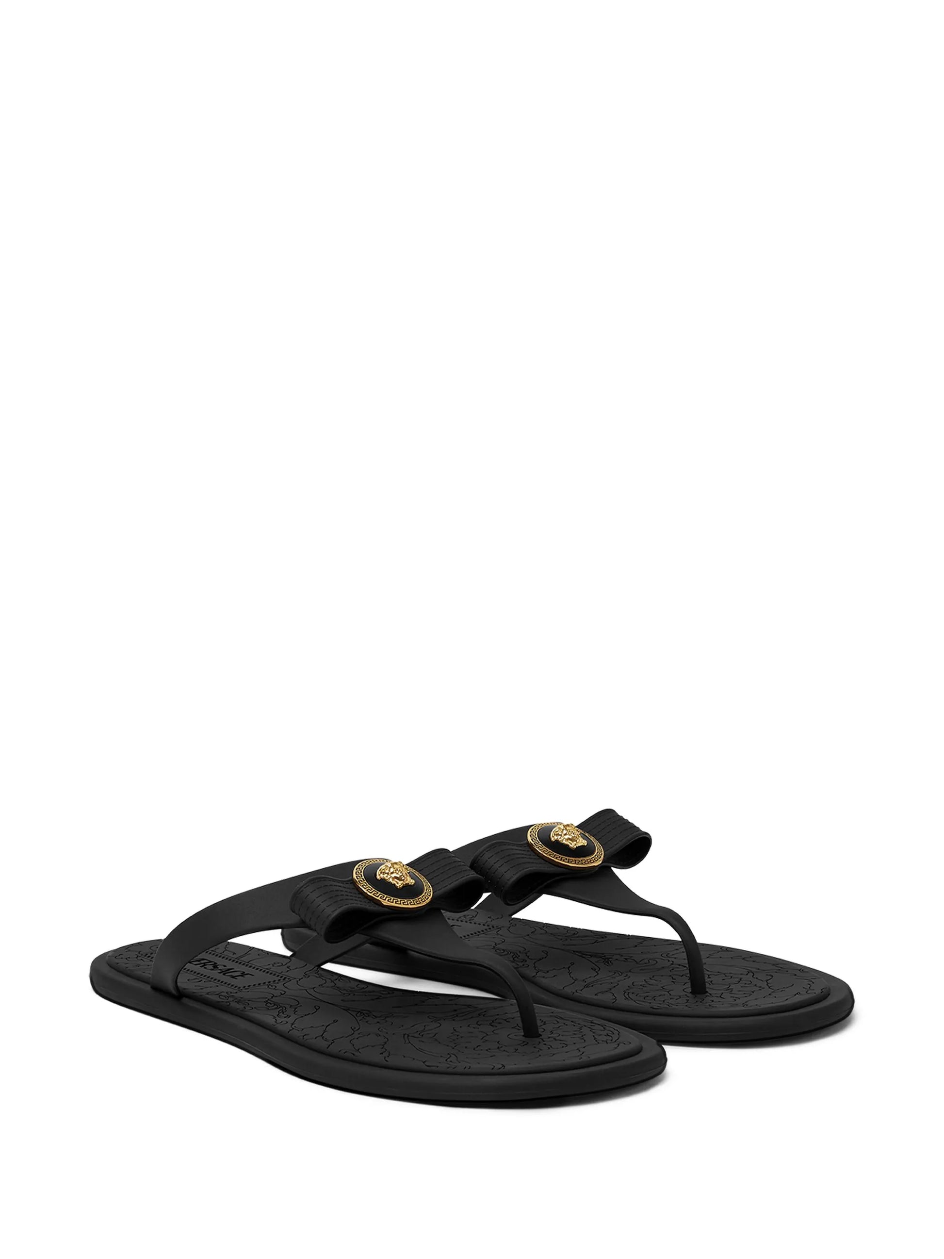 Versace Black Gianni Ribbon Sandals