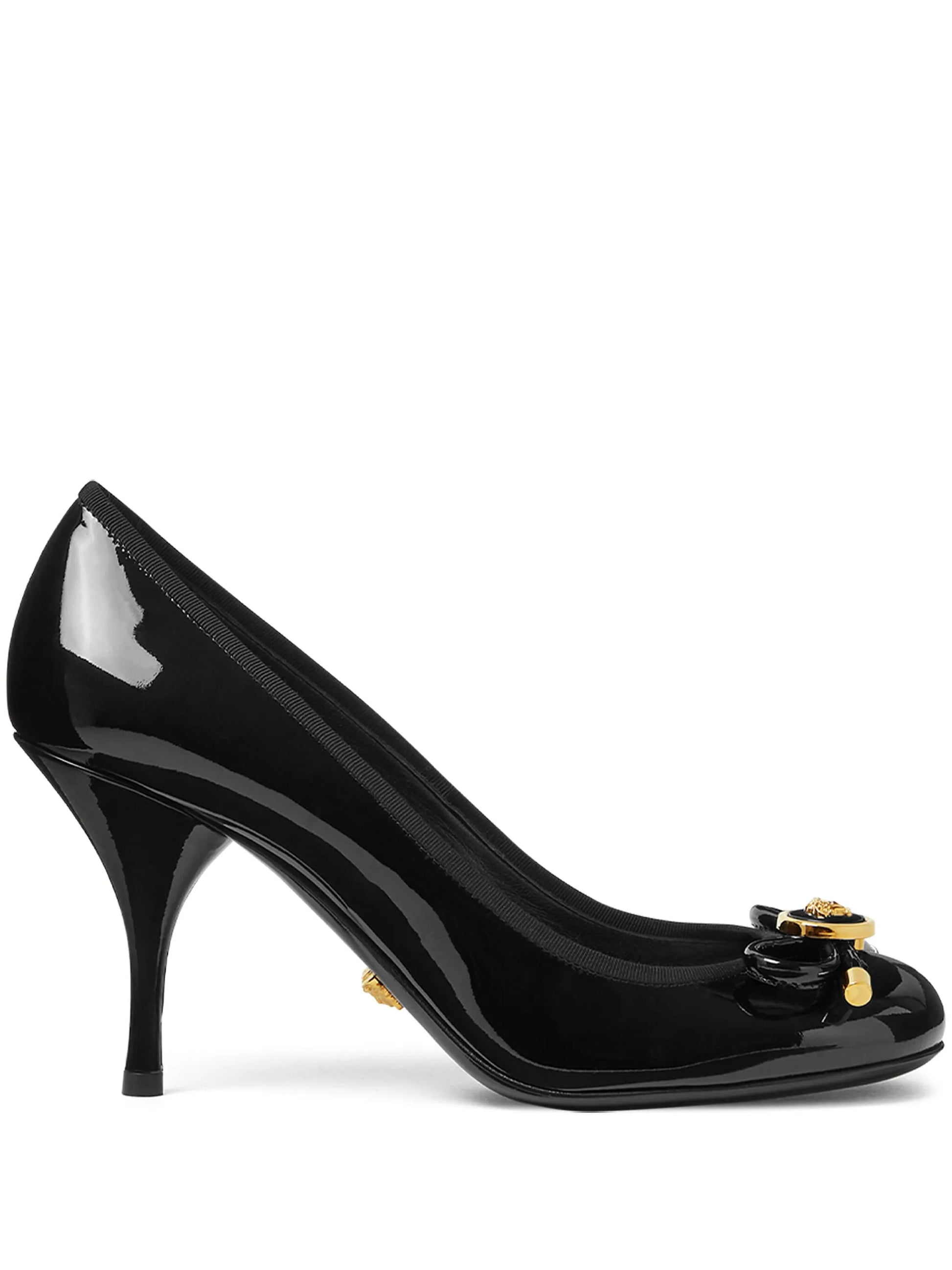 Versace Black Opera Bow Patent Pumps