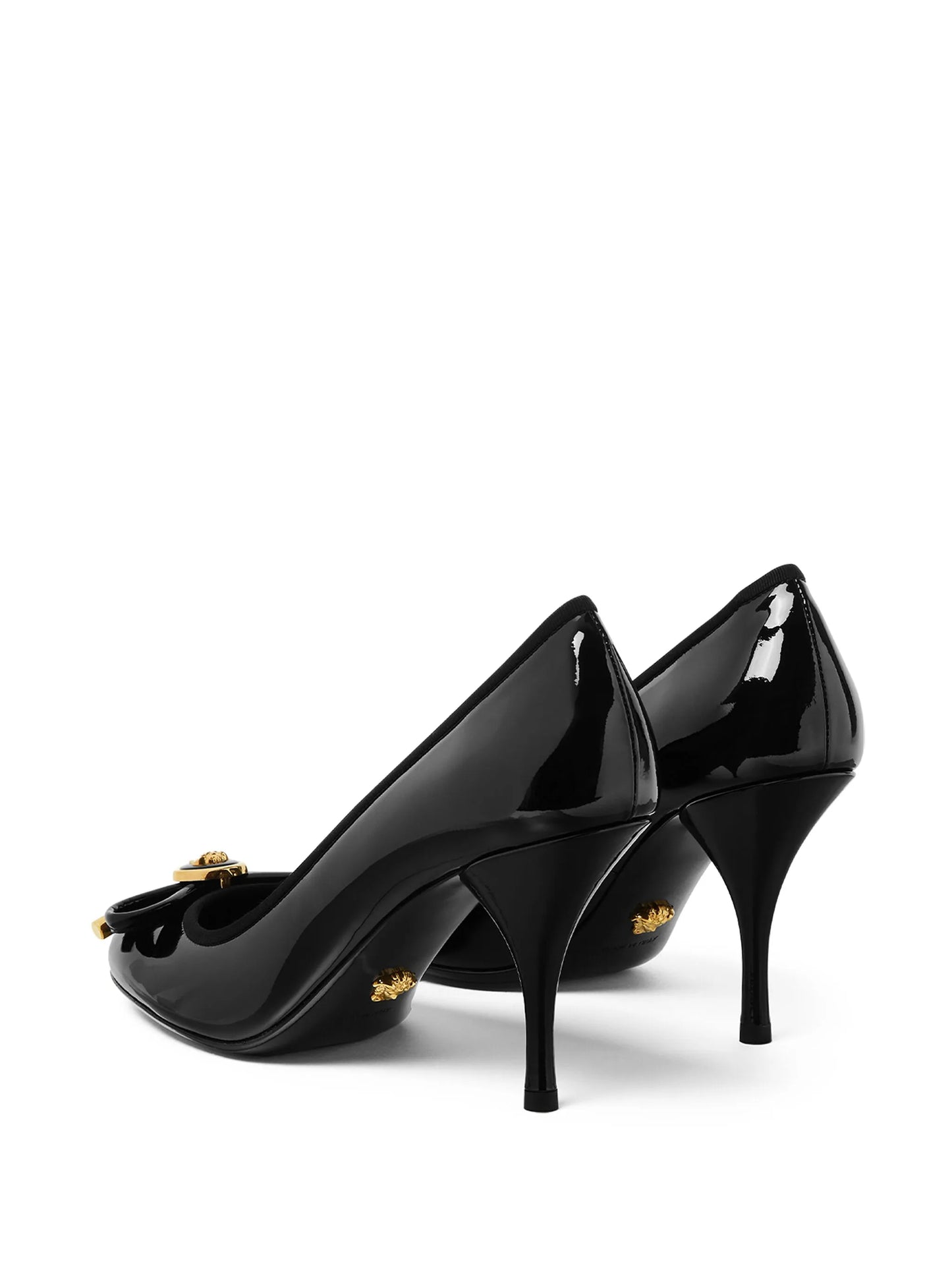 Versace Black Opera Bow Patent Pumps