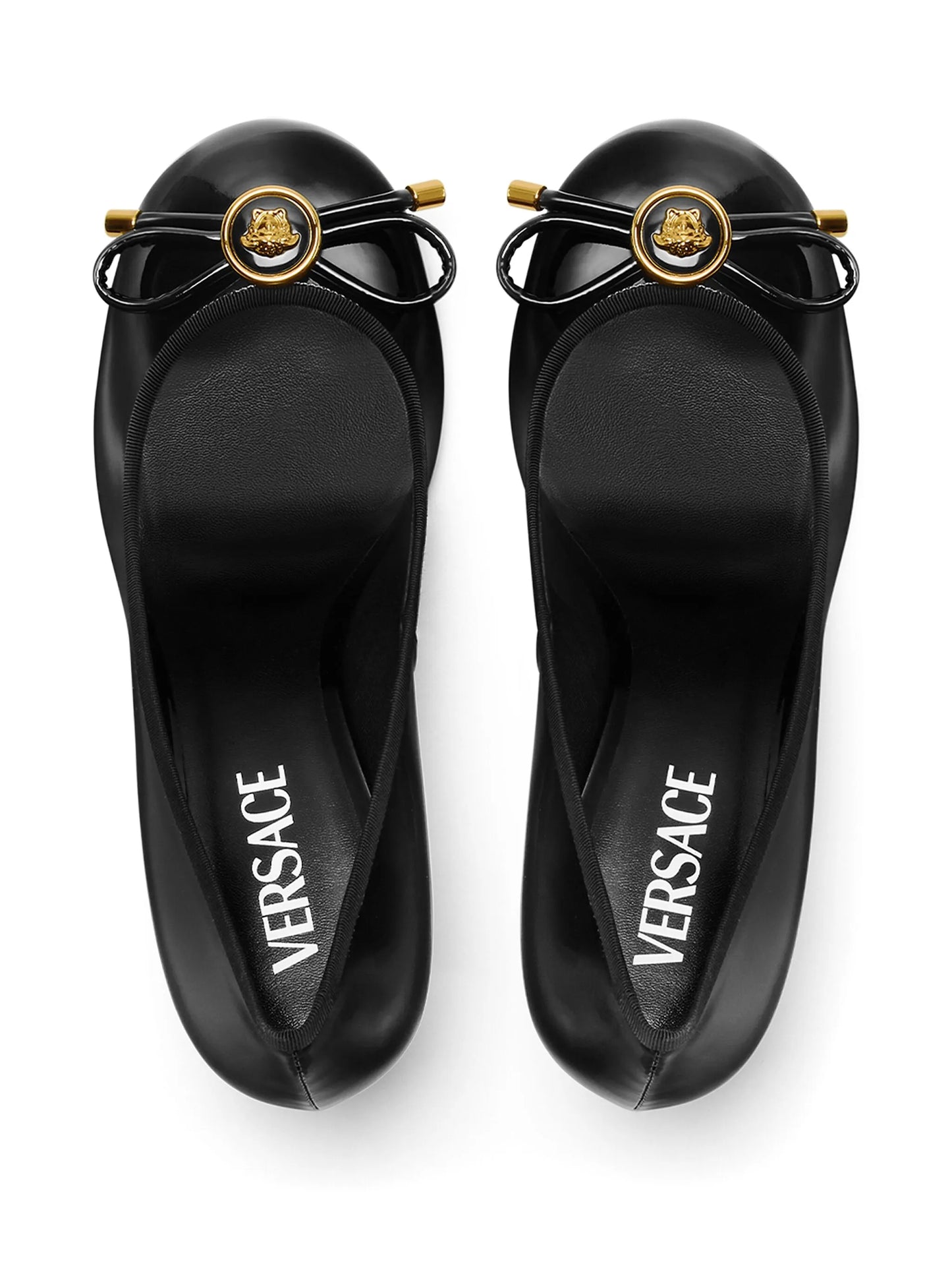 Versace Black Opera Bow Patent Pumps