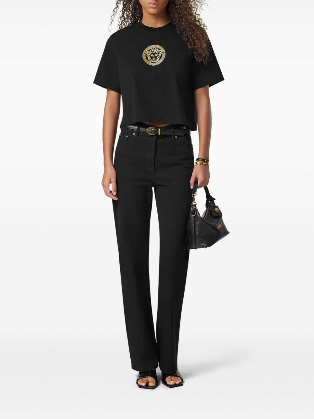 Versace Black Medusa Crop Tee