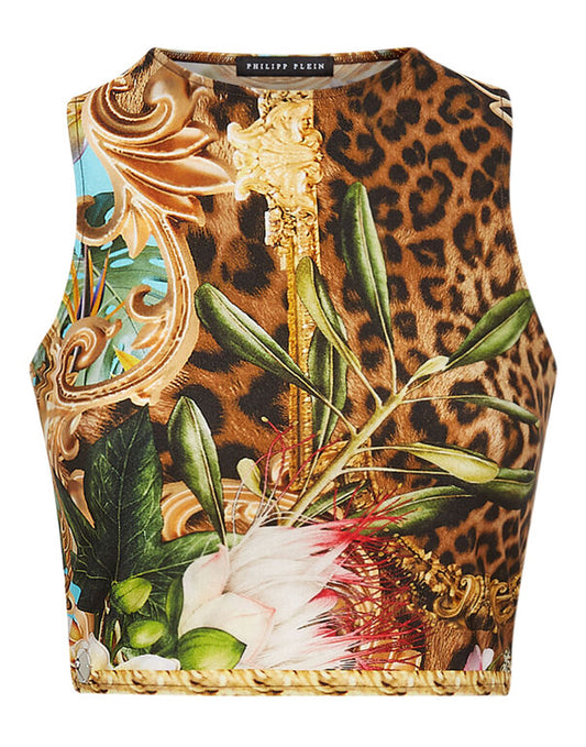 Philipp Plein Baroque Flowers Crop Top