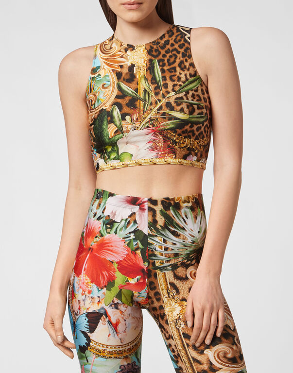 Philipp Plein Baroque Flowers Crop Top