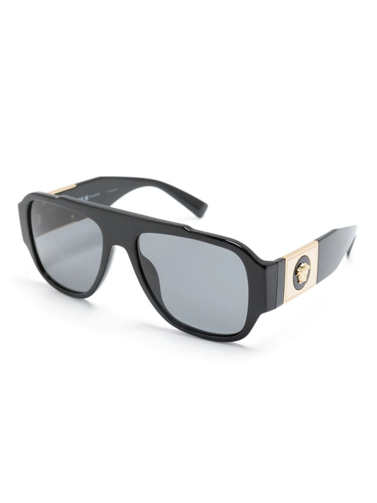 Versace Black Polarized Aviator Sunglasses