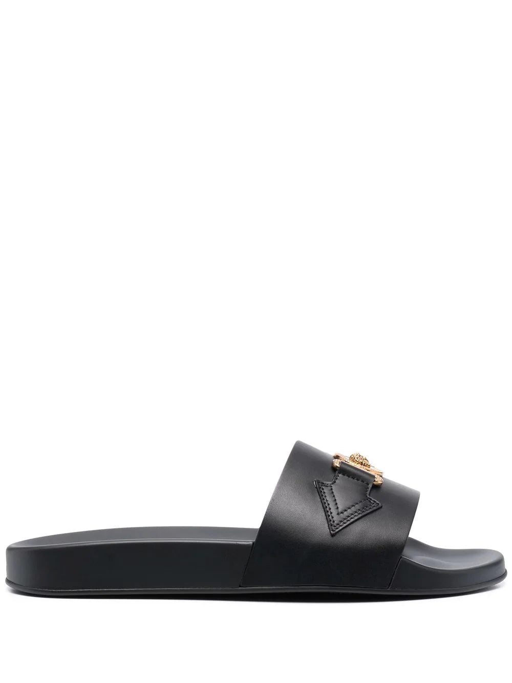 Versace Black Biggie Leather Slides